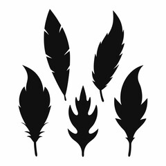 set of black silhouettes of wings or Mardi Gras Celebration Feathers icons vector illustration