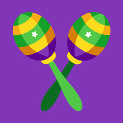 mardi gras maraca music instrument icon vector illustrations