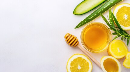 Fresh honey with cucumbers and lemon, a refreshing healthy delight for summer