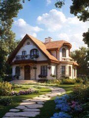 Picture of beautiful village house with garden