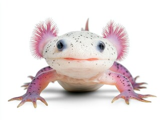 Adorable white and pink axolotl, a closeup look at this unique aquatic pet