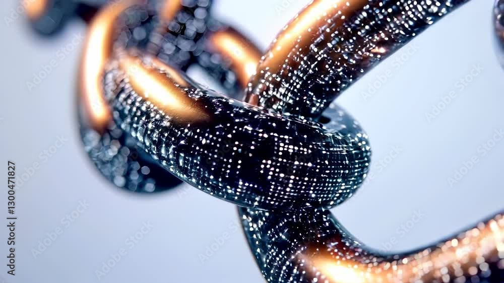 Aufkleber futuristic glowing digital chain link symbolizing blockchain technology and secure connections