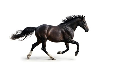 Fototapeta premium Horse is running background isolated white 