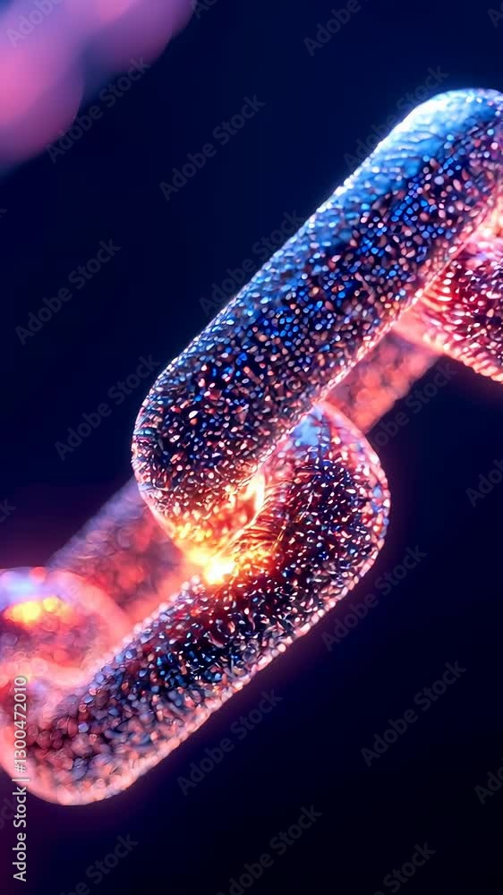 Poster glowing chain link with futuristic technology and vibrant connection design