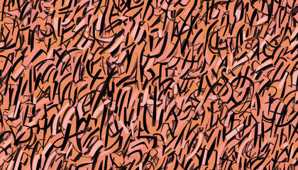 Abstract Graffiti Calligraphy Pattern &ndash; A Dynamic and Expressive Handwritten Lettering Design with Bold Strokes in Warm Tones