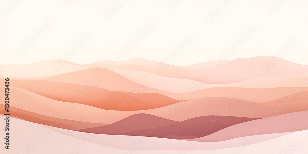 Poster abstract landscape: serene layers of soft pinks and oranges create a calming, dreamlike scenery with