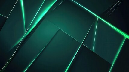 Dynamic Green Neon Lines on Dark Abstract Background