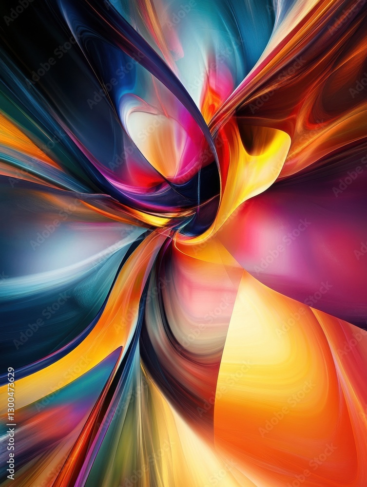 Poster a dynamic and colorful abstract background with flowing shapes and bright hues, evoking a sense of c