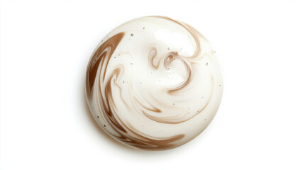 Elegant chocolate and vanilla swirl dessert with a glossy, smooth surface on a white background