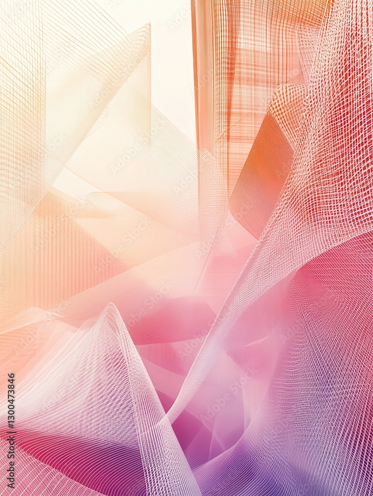 Poster creative abstract background with architectural wireframe structures and a soft gradient overlay. gr