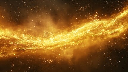 Obraz premium Golden Stream Flowing Through Starry Nebula