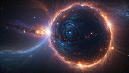 Obraz premium illustration depicting a solar system crash, with planets colliding, cosmic debris scattered, and energy waves emanating from the chaos. The scene captures the catastrophic event with vibrant, explosi