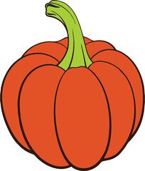 Orange pumpkins isolated on a white background. Autumn vegetable symbol. Thanksgiving pumpkin illustration. Orange Halloween decoration concept.