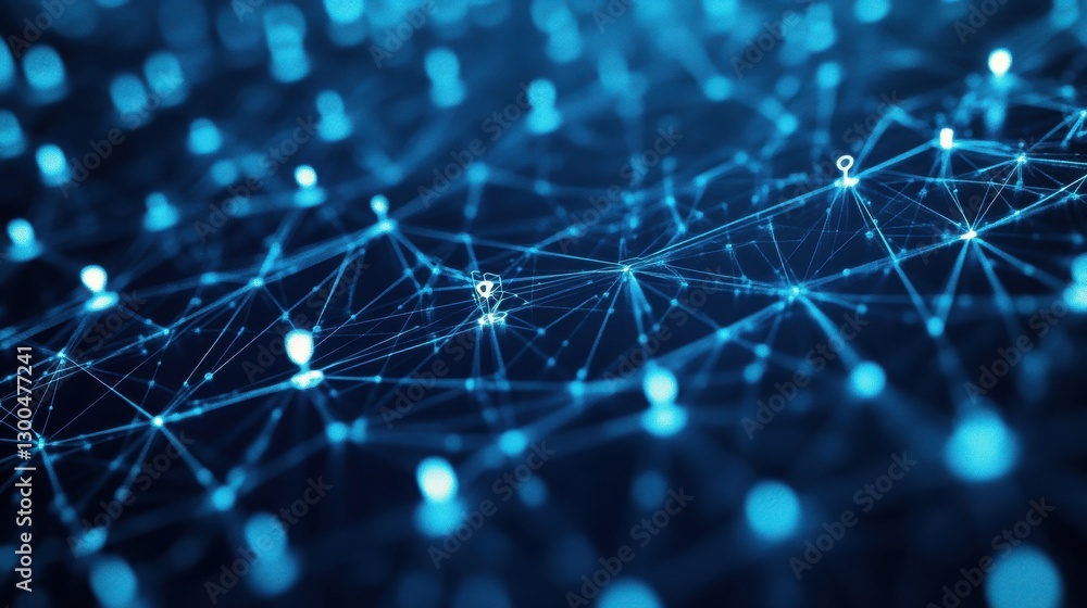Poster human management & social networking concepts: abstract human network connection in geometric line, 