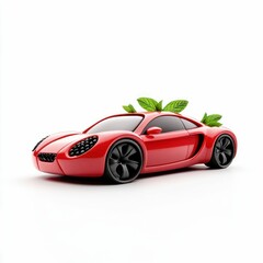 Obraz premium Creative Sports Car Made from Watermelon with Mint Leaves Isolated on White