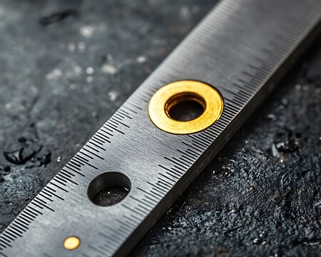 Ruler close-up on grunge dark surface