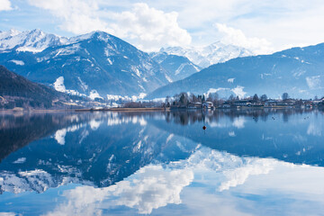 Lake and mountain views in Zell Am See , Austria