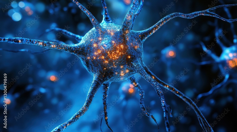 Poster artificial neurons global data connect particles cyber network grid abstract blue technological
