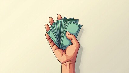 Highlight the tangible aspect of money with this close-up of cash held in a hand. Perfect for banking promotions, financial literacy campaigns, and transaction-focused content