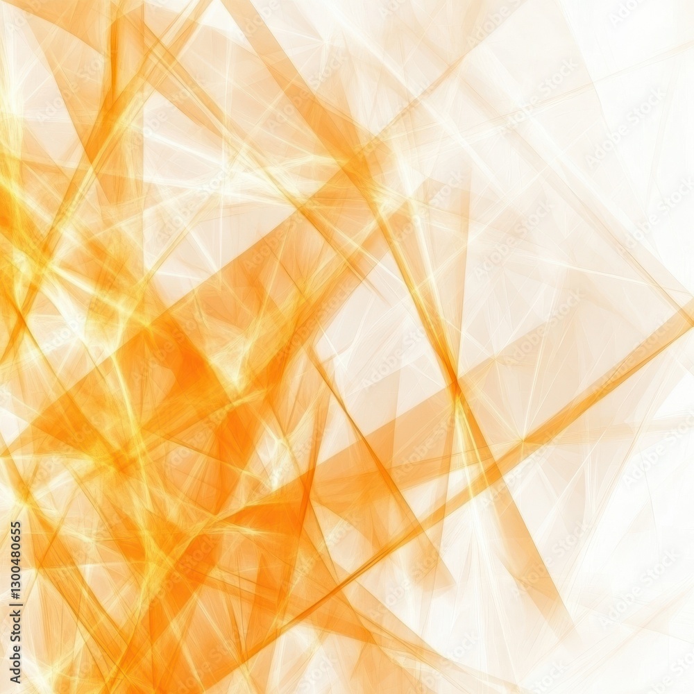 Poster technology abstract fractal lines background with low poly pattern, yellow orange and white color.