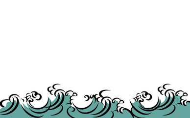 海のある景色　おしゃれな波背景イラスト