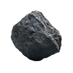 Black asteroid-like rock isolated on a white background