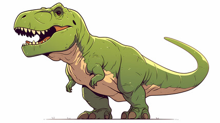 Fototapeta premium Cartoon illustration of a friendly dinosaur standing upright, showcasing its vibrant colors and playful demeanor