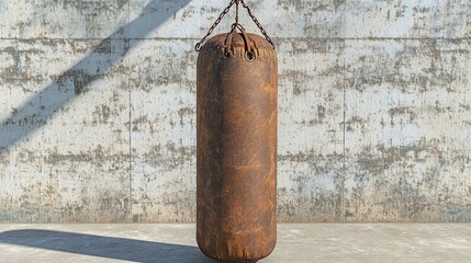 old leather boxing bag intended for training