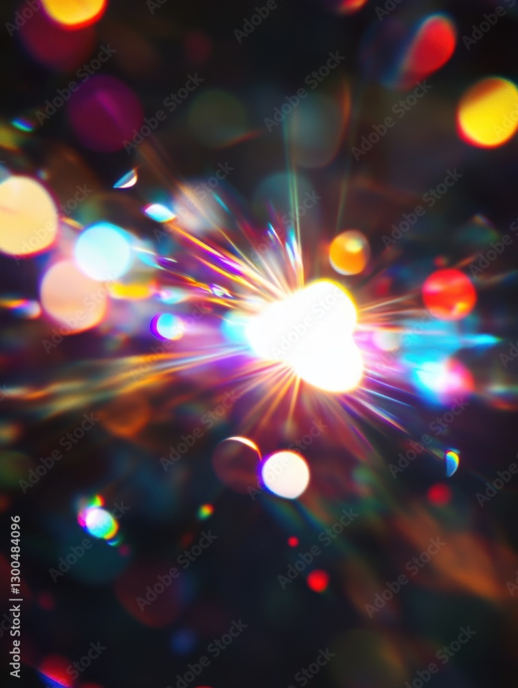 Poster prism light leak texture for photo overlay and effect. lens flare in abstract background. bokeh effe