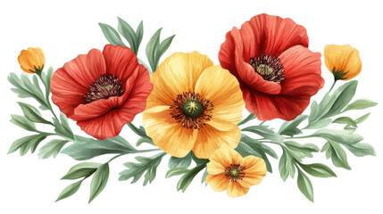 Fototapeta premium red and yellow tulips isolated on white background