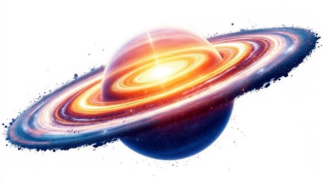 Cosmic Ringed Planet: A Vibrant Celestial Body
