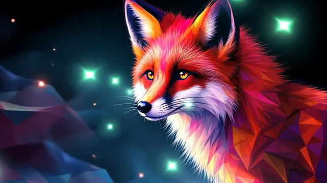 Vibrant Low Poly Fox Art: A Digital Masterpiece