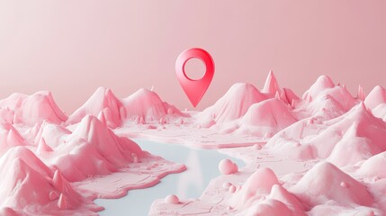 Obraz premium 3D Map travel location. Locator mark of map and location pin or navigation icon sign on background with search. 3D rendering.