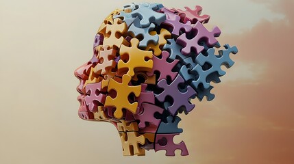 An and futuristic representation of a child s head made entirely of interconnected puzzle pieces radiating bright hues and symbolizing the diverse creativity and potential of the human mind