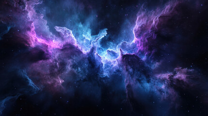 Fototapeta premium A mesmerizing deep-space phenomenon, a vast interstellar cloud with intricate gaseous tendrils stretching across the frame