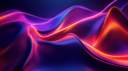 3d render, abstract geometric background with shapes and neon lines glowing in ultraviolet light, Generative AI
