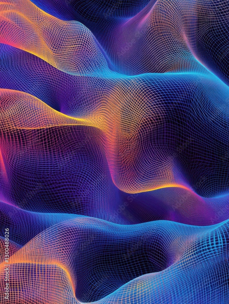 Poster trendy abstract wireframe illustration with intertwined lines and depth, suitable for tech-inspired 