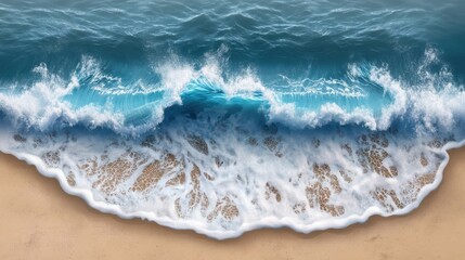 top view ocean blue wave. beach isolated on transparent background