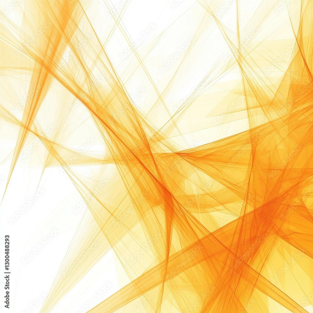 Poster technology abstract fractal lines background with low poly pattern, yellow orange and white color.