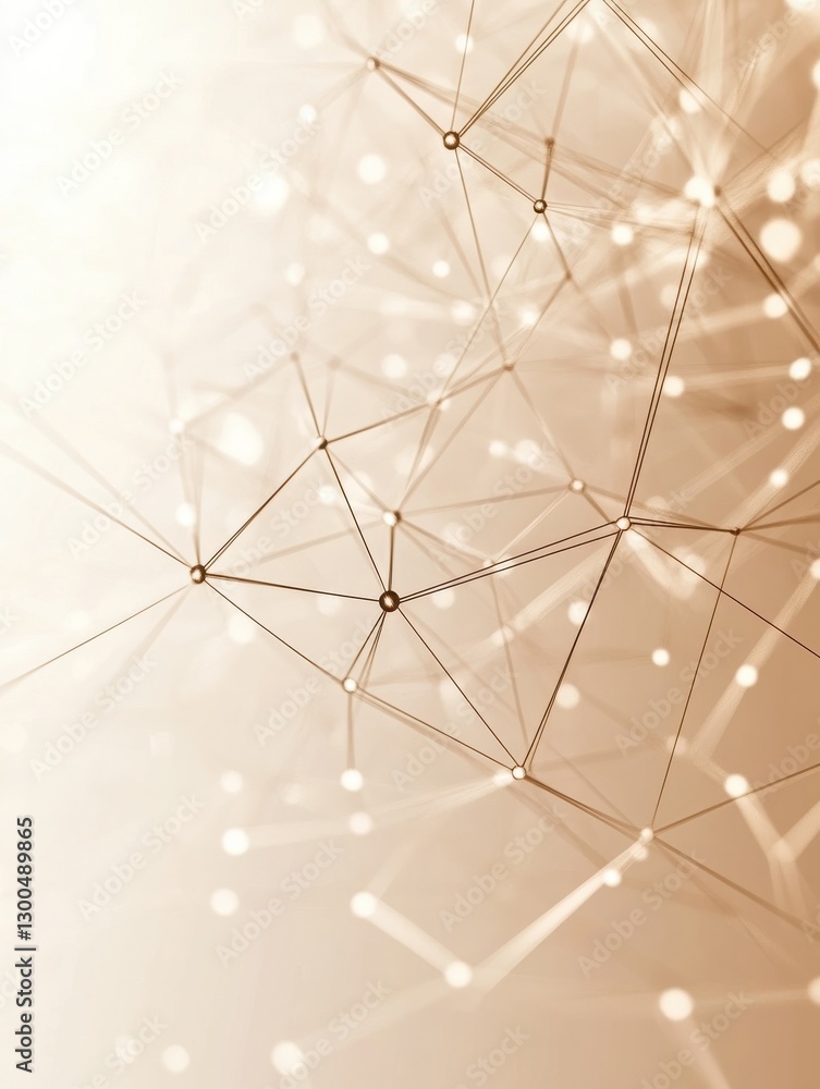 Poster conceptual image representing a social network with interconnected nodes and lines on a light backgr