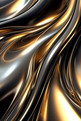 Obraz premium Iridescent Abstract Surface with Golden Highlights, Metallic Flowing Texture