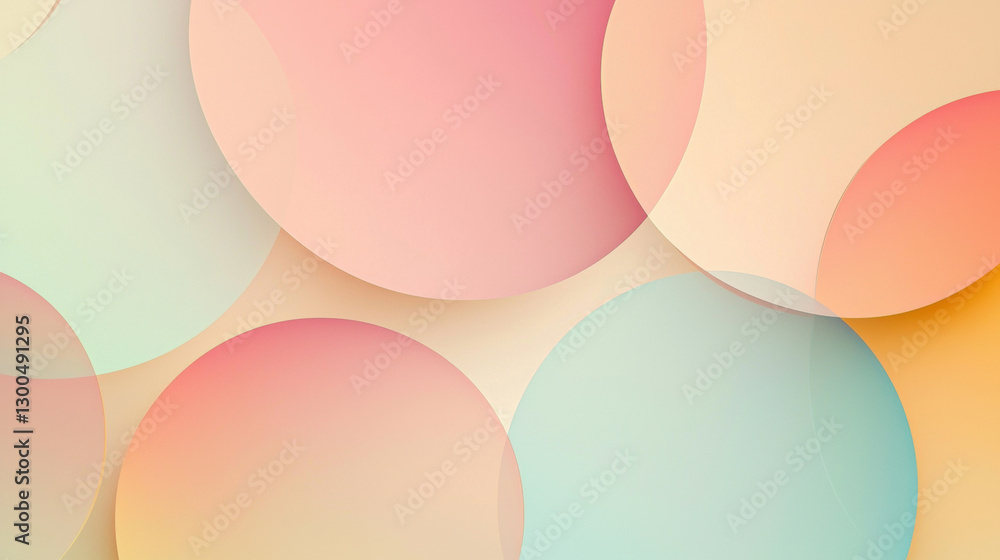 Poster abstract background with overlapping circles in soft pastel tones, clean and stylish, ideal for educ