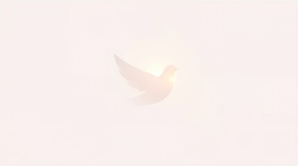 Minimalist dove of peace silhouette with soft glow on light background, ideal for copy space