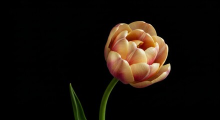 Captivating Studio Shot of a Double Tulip in Full Bloom with Ethereal Hues