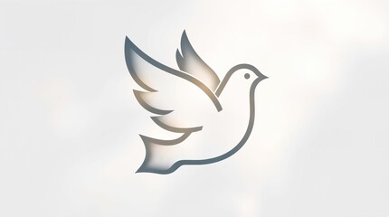 Fototapeta premium Stylized dove of peace silhouette with soft glow on light background, ideal for copy space