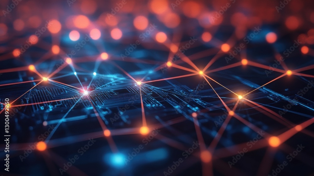 Poster futuristic circuit network design with luminous electronic patterns symbolizing cyber connectivity a