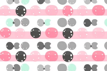 Playful geometric pattern design with pastel colors and polka dots