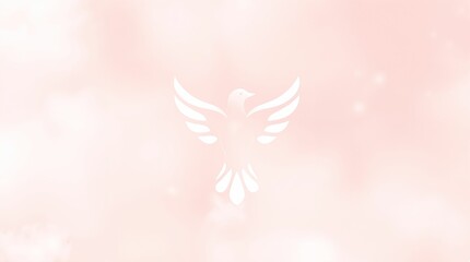 Delicate dove of peace silhouette against a soft pink background