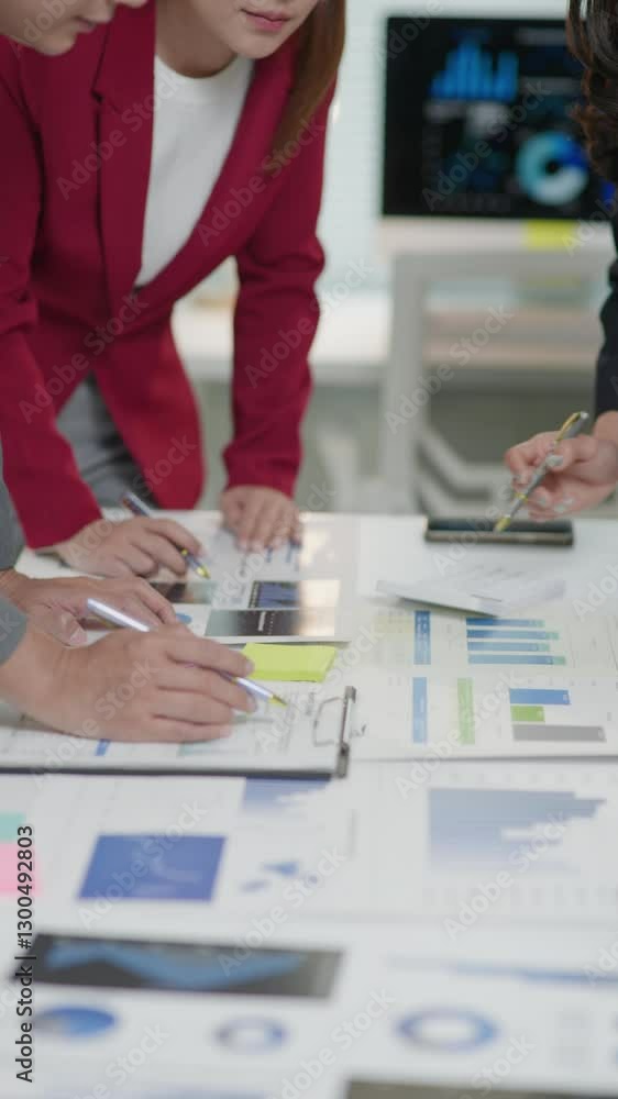 Poster group of teamwork businesspeople are meeting working and brainstorming about business financial and 