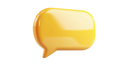 3d yellow speech bubble isolated on white background